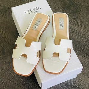 Steve Madden Hadyn White Leather Sandals